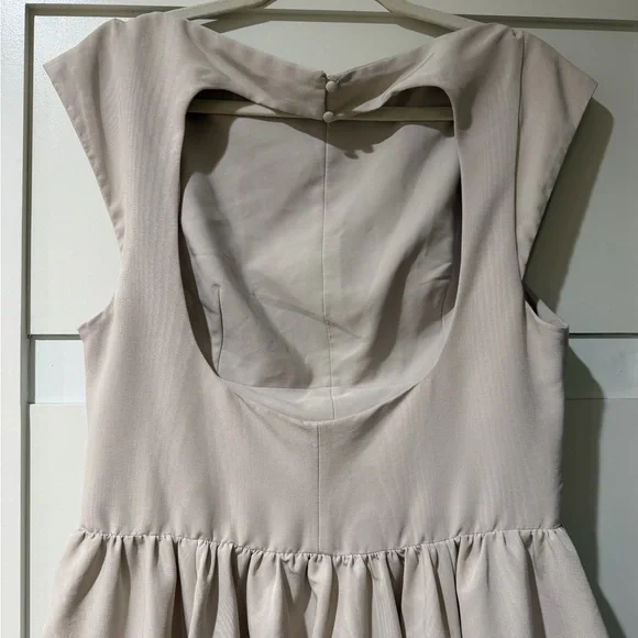 House of CB Pale Blush Dove Gray Midi Fit-and-Flare Dress - Picture 8 of 10